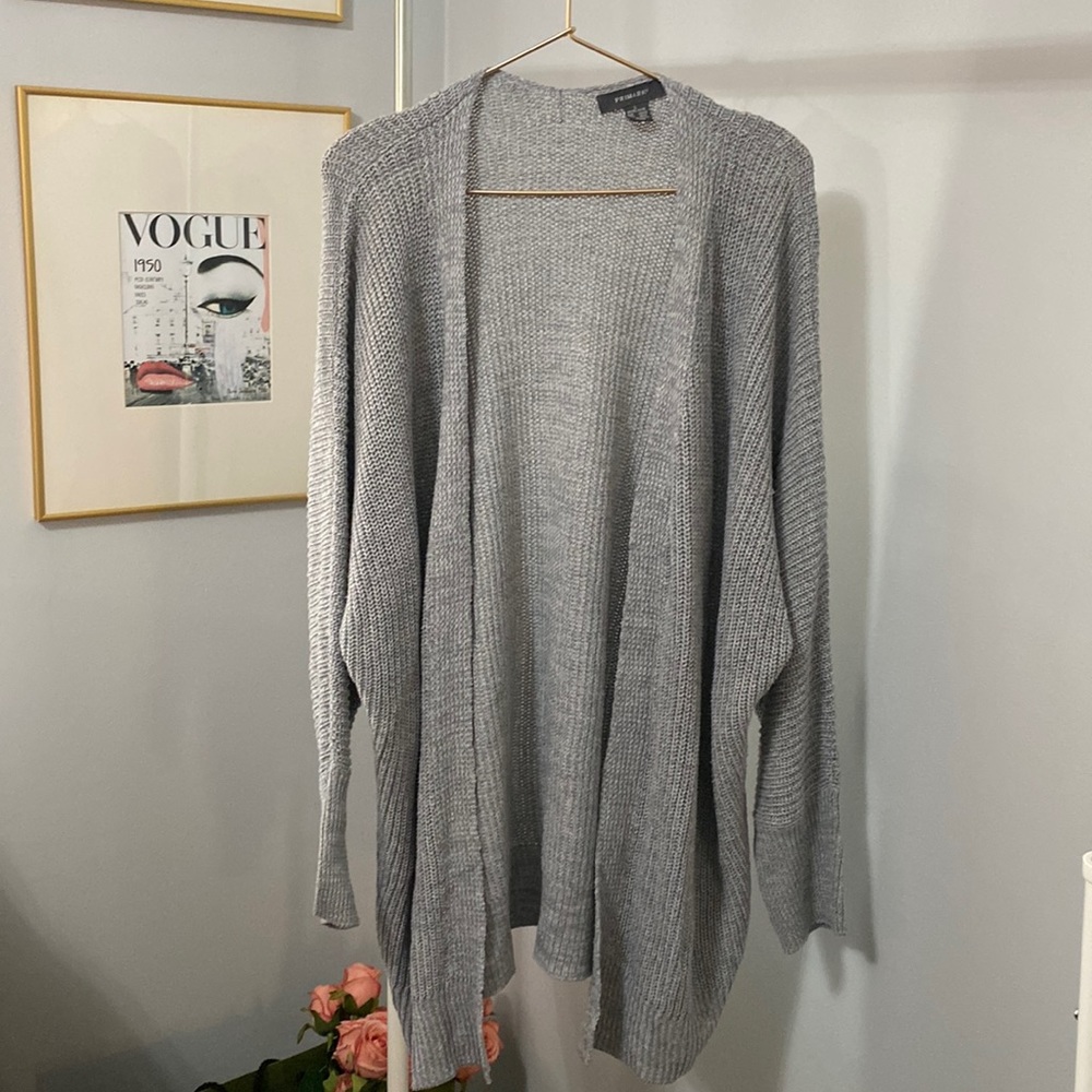 NWOT cozy long grey cardigan size L